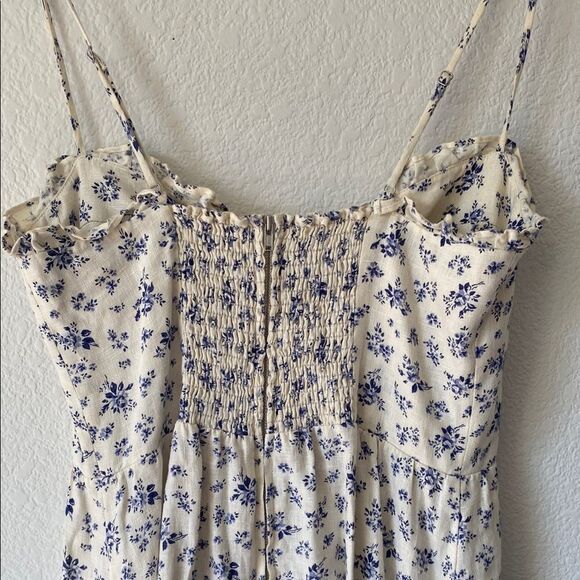 Reformation Corset Bodice Maxi Floral White and Blue 100% Linen Size 8 - Picture 6 of 8